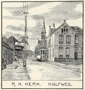 DBplein RKKerk met tram afbboek